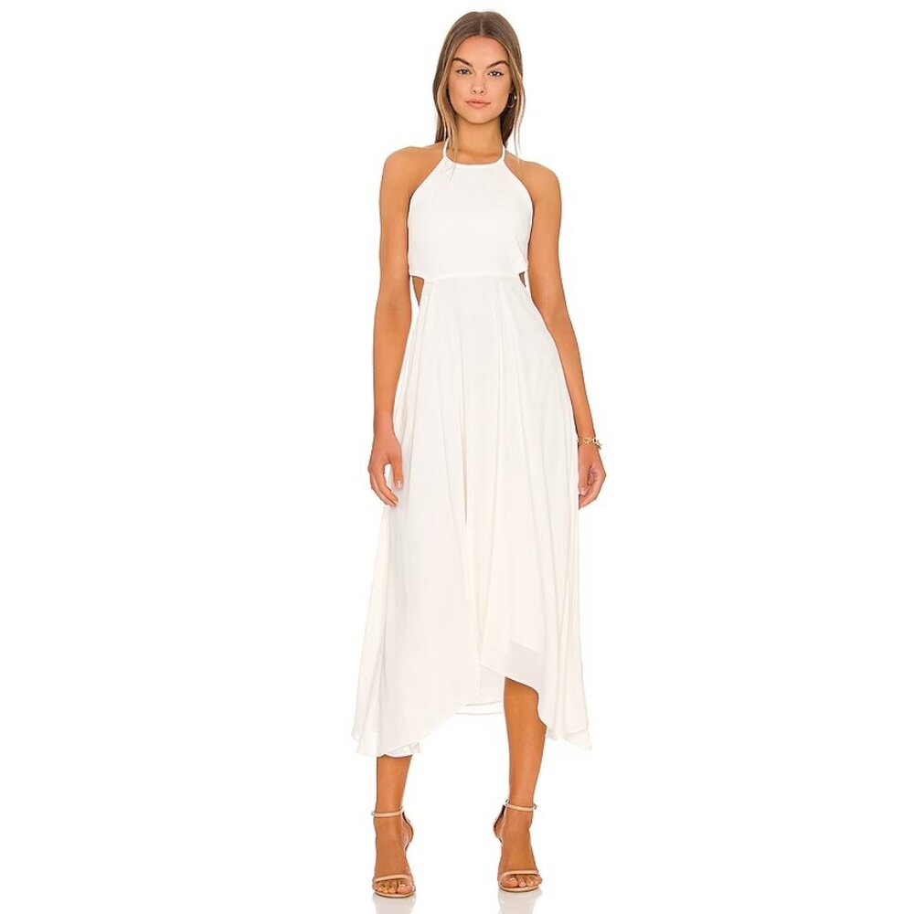 krisa Cutout Handkerchief Maxi Dress Cream